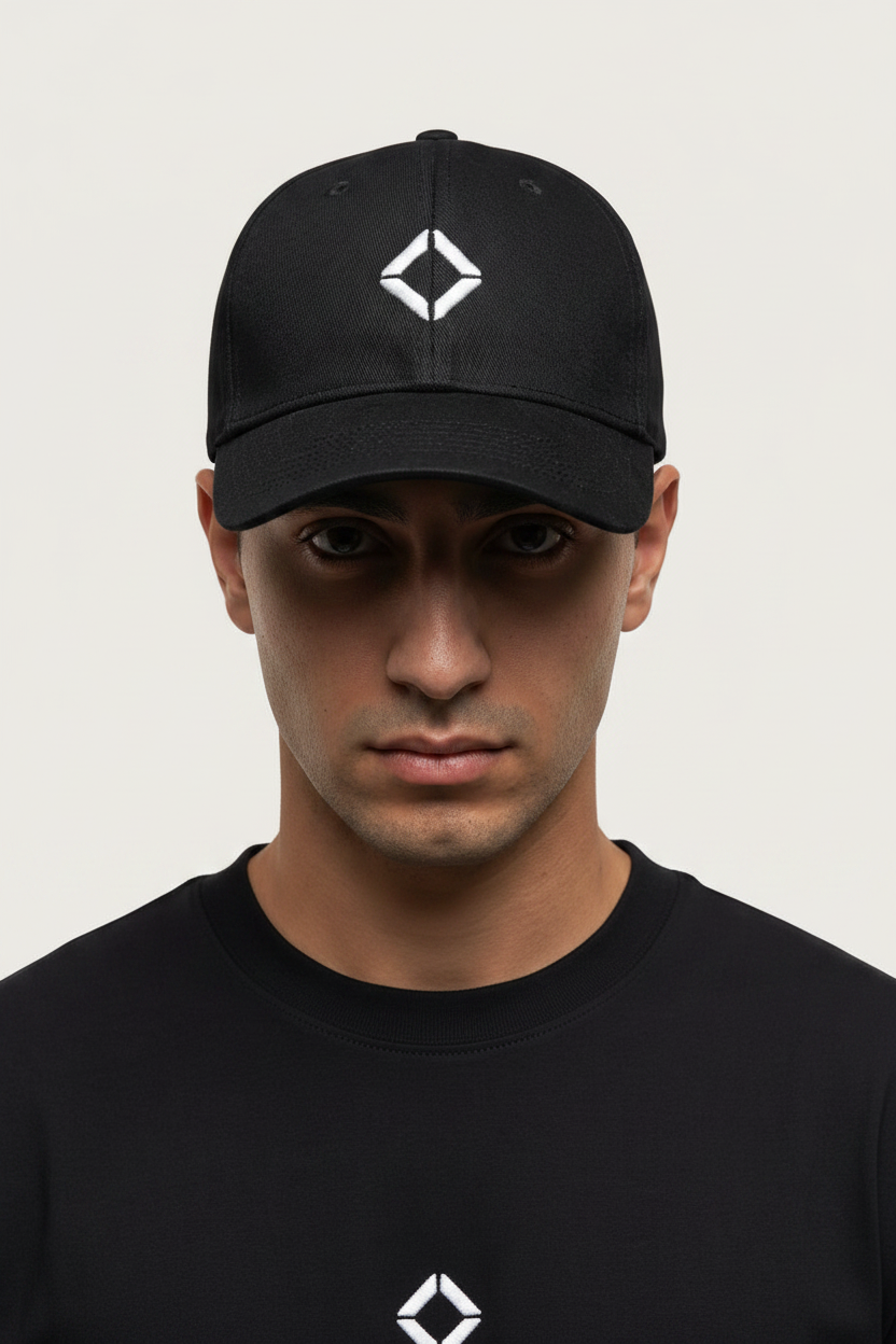 6 Panel Hat - Close Up Model White Background