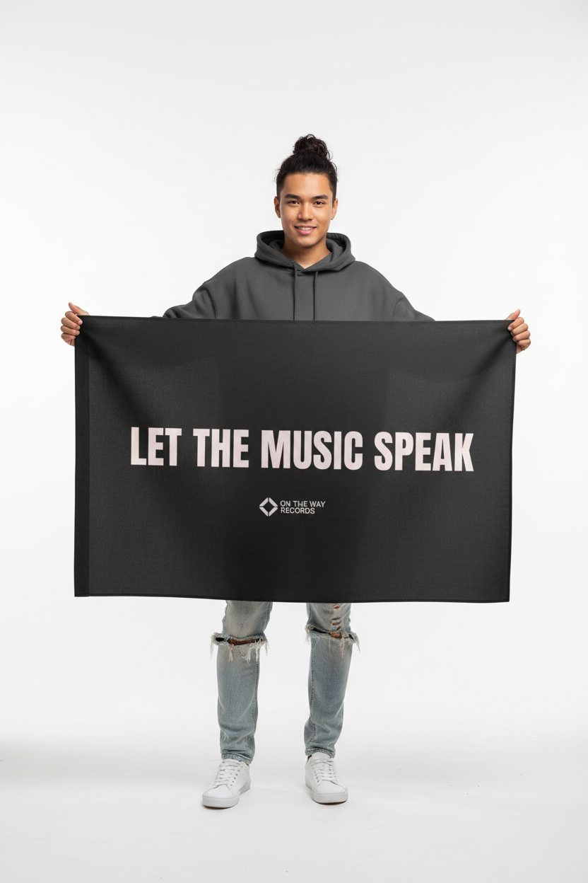 Let The Music Speak Flag - Model White Background