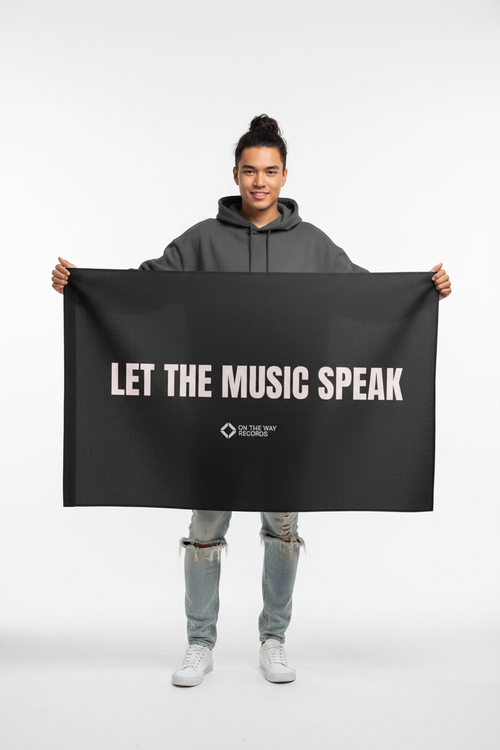 Let The Music Speak Flag - Model White Background